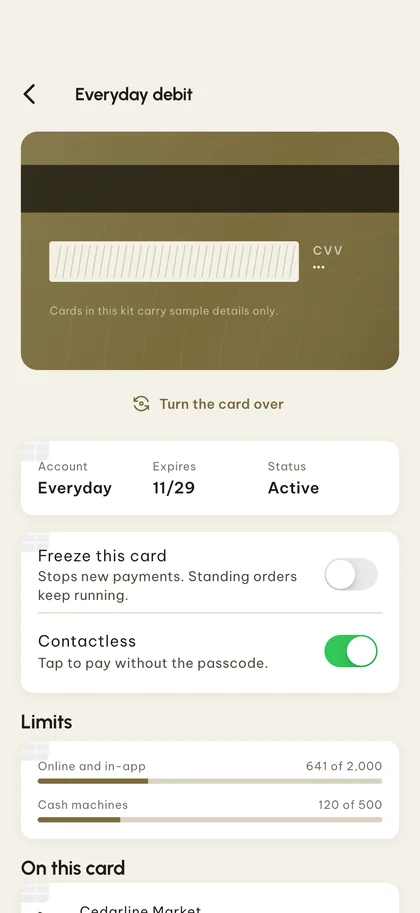 Cards you can flip — Pennora screen
