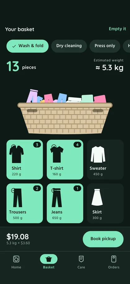 Count garments, not cart lines — Sudsora screen