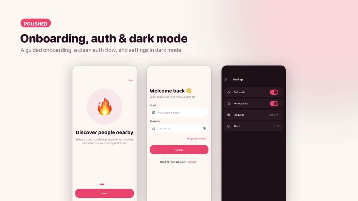 Onboarding and sign-in screens — Sweva